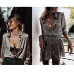 ZARA TRF Leopard Animal Print Long Shirt Tunic Satin Mini Dress - Blogger Medium Photo 2