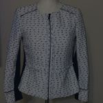 Karl Lagerfeld Paris White Fringe-Trimmed Tweed Zip Up Jacket Size Small Photo 4