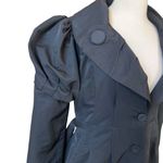 Ariella Black Collared Puff Sleeve Trench Coat Jacket Size L Photo 5