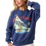 Daydreamer Bon Voyage BF Sweatshirt in Washed Indigo, Size Small New without Tag Photo 8