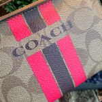 Coach Authentic Signature Coated canvas/stripes zip top card wristlet Photo 11