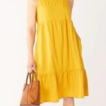 Croft & Barrow Yellow Sleeveless Tiered Dress Photo 0