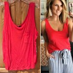Gibson x Hi Sugarplum! Summerland Scooped Neck Pocket Tank Top Hot Orange Sz 2X Photo 1