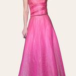 90s/y2k two piece vintage barbie pink shimmery chiffon prom dress Photo 4