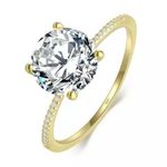Sterling Silver SIZE 5 18kt Gold Plated 925  3Ct Engagement Wedding Ring Photo 0