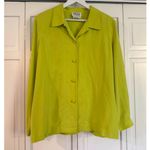 Tess Dress Vintage 100% silk neon yellow button down blouse 16 Photo 1