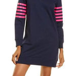 Sail To Sable  EUC Women's Navy Blue Sweatshirt Dress Pink Sleeve Stripes M Photo 0