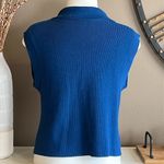 Teal Zip Up Sleeveless Cable Knit Sweater Size Small Blue Photo 5