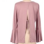 She & Sky  long sleeve split tie back pink top size large Photo 1