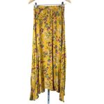 Melle Fashion Size Small Boho Floral Mustard Yellow Floral Slit Skirt High Waist Photo 1