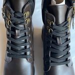 Dottie boot brown side zipper combat lace up round toe low heel boot Sz 7 Photo 32