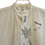 Vintage 1990s Hey Max! Linen Tunic Button Up Shirt‎ Women Size Small Art To Wear White Photo 0