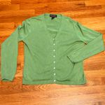 Brooks Brothers  Women’s XL Silk Cotton Green Button Long Sleeve Cardigan Preppy Photo 3