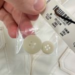 Madewell Women's Size Medium Contrast-Stitch Popover Shirt Cream Classic Preppy Photo 4