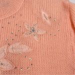 Vintage 80s Maggie Lawrence Peach Pink Floral Embroidered Sequin Sweater Fairy Size L Photo 5