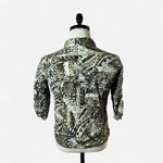 Erika Abstract Print 3/4 Sleeve Button Down Shirt Lightweight Neutral Photo 1