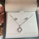 Belk Sterling Silver & Cubic Zirconia ๐ Heart Necklace with earrings Photo 1