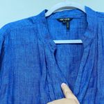 Nic+Zoe  Women’s Petite Large Linen Blue 3/4 Button Down Top Blouse Breathable Photo 2