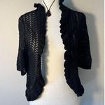 Notations Y2K Black Knit Ruffle Cardigan Shrug Size Medium Photo 0