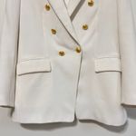 ZARA  White Blazer Size Medium Gold Button Double Breasted Photo 4