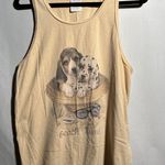VTG Beach Bums Puppy Dogs Graphic Tank Top Coastal Grandma Core Retro Cotton L Yellow Size L Photo 0