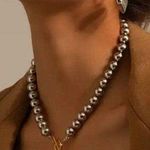 Stainless Steel ball beads Necklace Womens Jewelry T closure Silver Photo 0