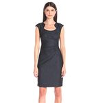 Calvin Klein  Side Ruched Cap Sleeve Classic Black Mini Sheath Dress Photo 3