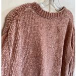 Cynthia Rowley  Blush Pink Chenille Rolled Hem Boxy Crew Neck Pullover Sweater  L Photo 5