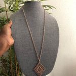 Boho hippie indie Gold tone geometric pendant necklace fringe tassels no closure Photo 1