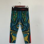 INKBURN Abstract Pattern Capris Leggings Activewear Size 8 Teal Red Yellow Blue Photo 2