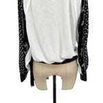 Free People  Auxton Long Sleeve‎ Thermal Wrap Top Ivory Black Size Small Photo 9