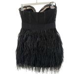 Bebe  Isis Lace Feather Strapless Bustier Cocktail Black Mini Dress Photo 1