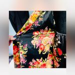 Japanese Floral Kimono SZXL Black Robe colorful Belt AND Matching Pants Satin Size XL Photo 7