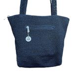 The Sak  Medium Crochet Handbag Black Double Handle Bag with Coin Purse & Mirror Photo 1