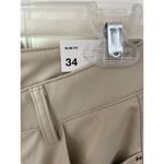 ZARA  Faux Leather Super High Rise Slim Flare Pants Slit Size 2 34 Long Beige Photo 6