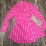 Free People  hot pink high vibration shirt dress preppy striped boho summer nwot Photo 4
