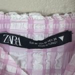 ZARA  Mini Dress Womens M Pink Plaid Sleeveless Cutout Y2K Seersucker Coquette Photo 5