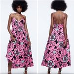 ZARA  Pink Floral Poplin Smocked
Waist Sundress Size Small💛 Photo 2