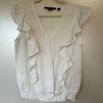 Andrew Marc Marc New York Cream Ruffle Sleeveless 100% Linen  Blouse Photo 0