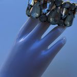 Vintage Italian Bracelet Large clear Blue Multiple Crystals Stones Quality Sz 7” Photo 5