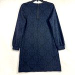 Loft  Medium Dress Jacquard Long Sleeve Balloon Medallion‎ Blue Knee-Length Party Photo 6