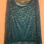 JohnPaulRichard Teal Lace Blouse Blue Size 3X Photo 0