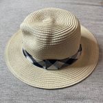 Loft  NWT Woven Tan Black White Neutral Checkered Trim Small‎ Medium Sun Hat New Photo 1