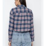 American Eagle  cozy cabin cropped blue plaid flannel xsmall Photo 1