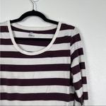 Nike Womens Striped Long Sleeve Tee Maroon White Sz M Photo 2
