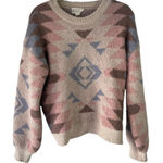 Love Riche Women's Size Small Fuzzy Teddy Pink Cream Cozy Sweater Photo 0