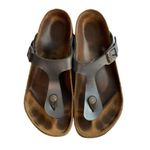 Birkenstock  Gizeh Unisex Leather Sandal Icy Metallic Azure Blue EU 38 US W 7/7.5 Photo 6