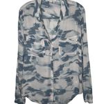 Cloth & Stone Anthropologie Sz M Button Up Long Sleeve Shirt Blue White Gray Photo 0