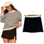 Altar'd State  Mini Skirt Womens S Rory Suede Notch Slit Fitted Flirty Black Photo 1