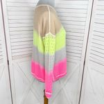 Lisa Todd Ombre Gradient Perforated Sleeve Crop Sweater Medium Neon Pink Photo 3
